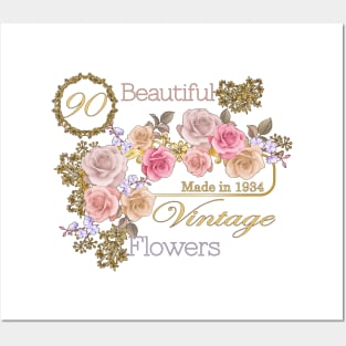 Vintage Roses-A Special 90th Birthday Gift for Her Posters and Art